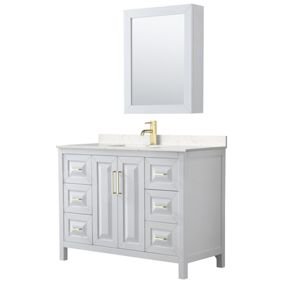 Wyndham Bathroom Vanities, Single Sink Vanities, 40-50, White, Modern, Vanity Set, 840193308657, WCV252548SWGC2UNSMED