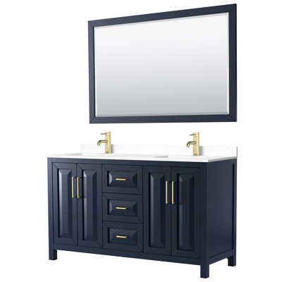 Wyndham Bathroom Vanities, Double Sink Vanities, 50-70, Blue, Modern, Vanity Set, 840193300088, WCV252560DBLWCUNSM58