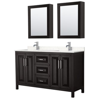 Wyndham Bathroom Vanities, Double Sink Vanities, 50-70, Dark Brown, Modern, Vanity Set, 840193302099, WCV252560DDEC2UNSMED