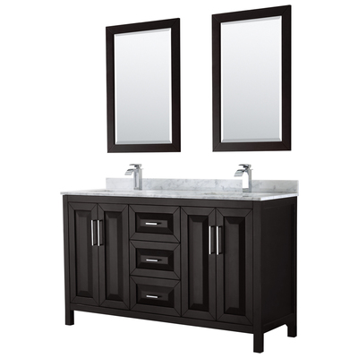 Bathroom Vanities Wyndham Daria Espresso WCV252560DDECMUNSM24 700161173826 Vanity Set Double Sink Vanities 50-70 Dark Brown 25 