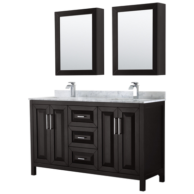 Bathroom Vanities Wyndham Daria Espresso WCV252560DDECMUNSMED 700161173840 Vanity Set Double Sink Vanities 50-70 Dark Brown 25 
