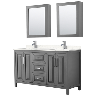 Wyndham Bathroom Vanities, Double Sink Vanities, 50-70, Gray, Modern, Vanity Set, 840193302297, WCV252560DKGC2UNSMED
