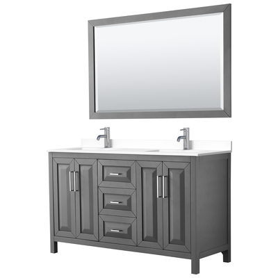 Wyndham Bathroom Vanities, Double Sink Vanities, 50-70, Gray, Modern, Vanity Set, 840193300682, WCV252560DKGWCUNSM58