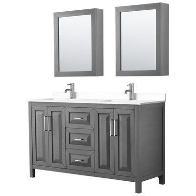 Wyndham Bathroom Vanities, Double Sink Vanities, 50-70, Gray, Modern, Vanity Set, 840193300699, WCV252560DKGWCUNSMED