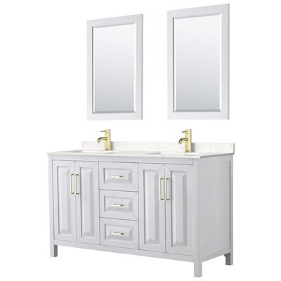 Bathroom Vanities Wyndham Daria White WCV252560DWGC2UNSM24 840193308671 Vanity Set Double Sink Vanities 50-70 White 25 