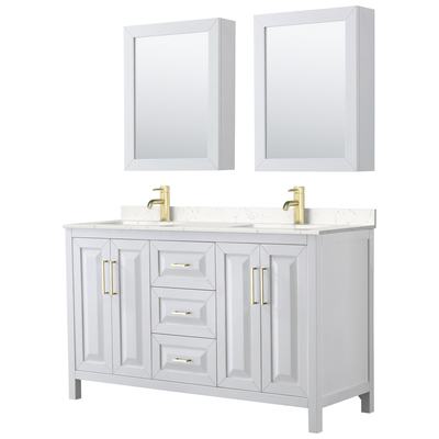 Bathroom Vanities Wyndham Daria White WCV252560DWGC2UNSMED 840193308695 Vanity Set Double Sink Vanities 50-70 White 25 