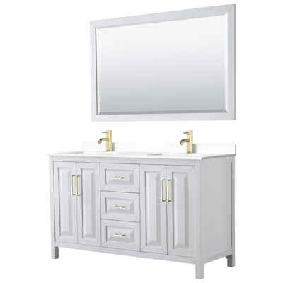 Bathroom Vanities Wyndham Daria White WCV252560DWGWCUNSM58 840193308480 Vanity Set Double Sink Vanities 50-70 White 25 