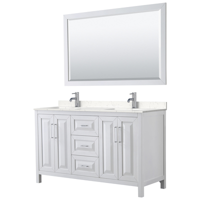 Wyndham Bathroom Vanities, Double Sink Vanities, 50-70, White, Modern, Vanity Set, 840193301887, WCV252560DWHC2UNSM58