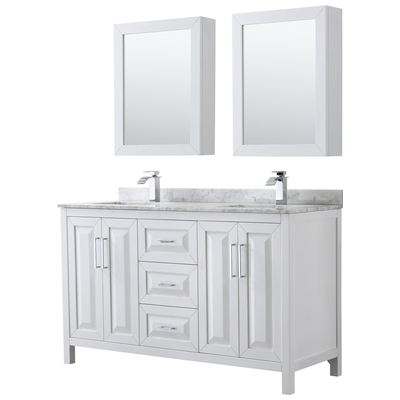 Wyndham Bathroom Vanities, Double Sink Vanities, 50-70, White, Modern, Vanity Set, 700161173765, WCV252560DWHCMUNSMED