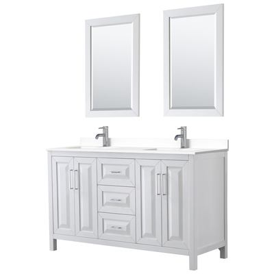Bathroom Vanities Wyndham Daria White WCV252560DWHWCUNSM24 840193300279 Vanity Set Double Sink Vanities 50-70 White 25 