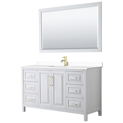 Wyndham Bathroom Vanities, Single Sink Vanities, 50-70, White, Modern, Vanity Set, 840193308510, WCV252560SWGWCUNSM58