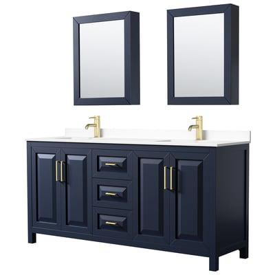 Bathroom Vanities Wyndham Daria Dark Blue WCV252572DBLWCUNSMED 840193300156 Vanity Set Double Sink Vanities 70-90 Blue 25 
