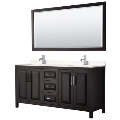 Wyndham Bathroom Vanities, Double Sink Vanities, 70-90, Dark Brown, Modern, Vanity Set, 840193302143, WCV252572DDEC2UNSM70