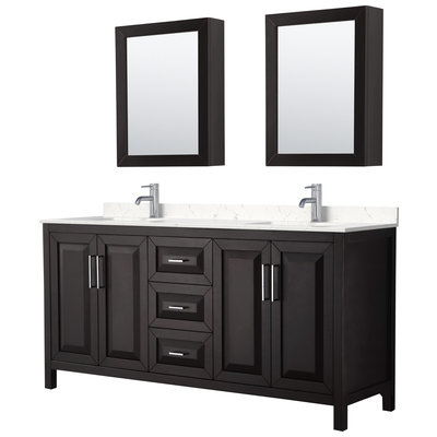 Wyndham Bathroom Vanities, Double Sink Vanities, 70-90, Dark Brown, Modern, Vanity Set, 840193302150, WCV252572DDEC2UNSMED