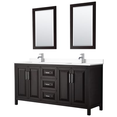 Wyndham Bathroom Vanities, Double Sink Vanities, 70-90, Dark Brown, Modern, Vanity Set, 840193300538, WCV252572DDEWCUNSM24