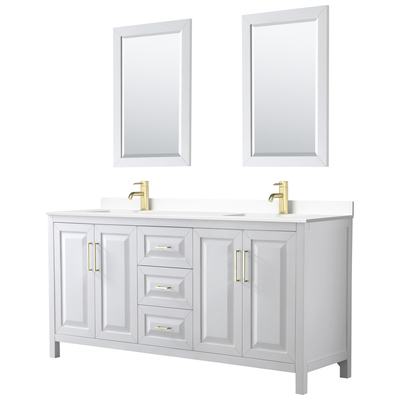Wyndham Bathroom Vanities, Double Sink Vanities, 70-90, White, Modern, Vanity Set, 840193308534, WCV252572DWGWCUNSM24