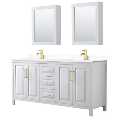 Wyndham Bathroom Vanities, Double Sink Vanities, 70-90, White, Modern, Vanity Set, 840193308558, WCV252572DWGWCUNSMED