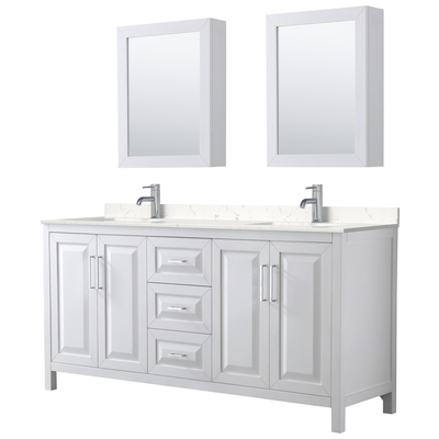 Wyndham Bathroom Vanities, Double Sink Vanities, 70-90, White, Modern, Vanity Set, 840193301955, WCV252572DWHC2UNSMED