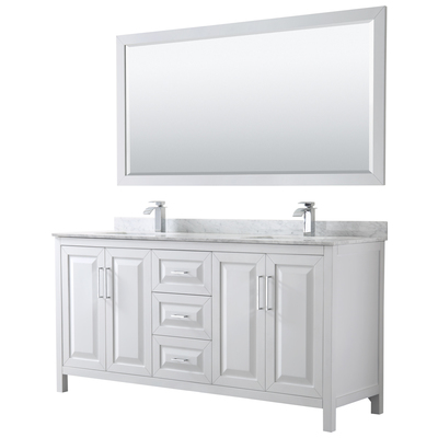 Wyndham Bathroom Vanities, Double Sink Vanities, 70-90, White, Modern, Vanity Set, 700161173994, WCV252572DWHCMUNSM70