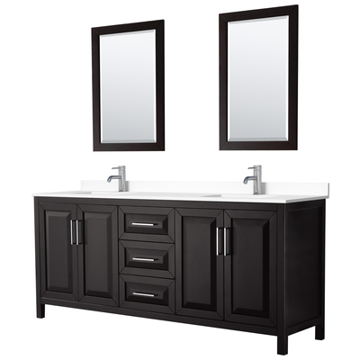 Wyndham Bathroom Vanities, Double Sink Vanities, 70-90, Dark Brown, Modern, Vanity Set, 840193300576, WCV252580DDEWCUNSM24