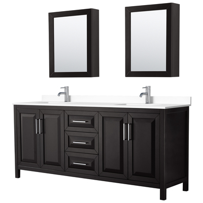 Bathroom Vanities Wyndham Daria Espresso WCV252580DDEWCUNSMED 840193300590 Vanity Set Double Sink Vanities 70-90 Dark Brown 25 