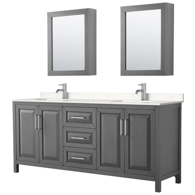 Wyndham Bathroom Vanities, Double Sink Vanities, 70-90, Gray, Modern, Vanity Set, 840193302396, WCV252580DKGC2UNSMED