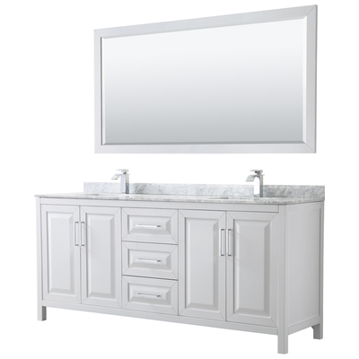 Wyndham Bathroom Vanities, Double Sink Vanities, 70-90, White, Modern, Vanity Set, 700161174236, WCV252580DWHCMUNSM70