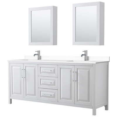 Wyndham Bathroom Vanities, Double Sink Vanities, 70-90, White, Modern, Vanity Set, 840193300392, WCV252580DWHWCUNSMED