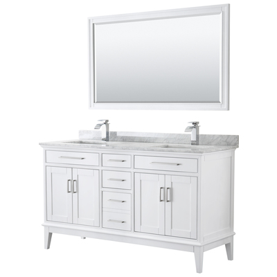 Wyndham Bathroom Vanities, Double Sink Vanities, 50-70, White, Modern, Vanity Set, 700161175653, WCV303060DWHCMUNSM56
