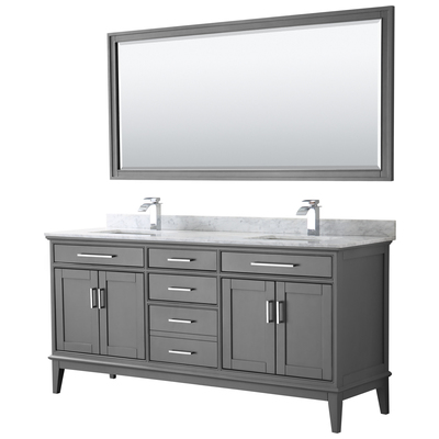 Wyndham Bathroom Vanities, Double Sink Vanities, 70-90, Gray, Modern, Vanity Set, 700161175929, WCV303072DKGCMUNSM70