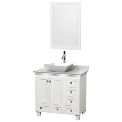 Wyndham Bathroom Vanities, Single Sink Vanities, 30-40, White, Modern, Vanity Set, 799559200244, WCV800036SWHCMD2WM24