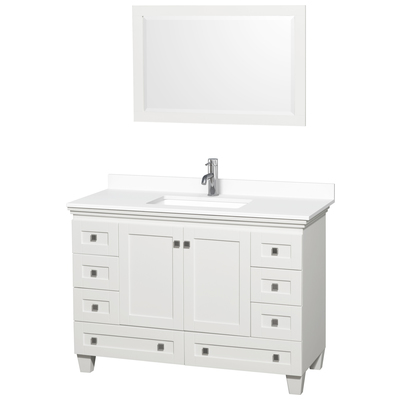 Wyndham Bathroom Vanities, Single Sink Vanities, 40-50, White, Modern, Vanity Set, 810023767510, WCV800048SWHWCUNSM24