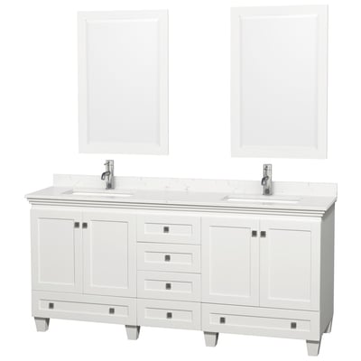 Wyndham Bathroom Vanities, Double Sink Vanities, 70-90, White, Modern, Vanity Set, 810023768036, WCV800072DWHC2UNSM24