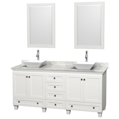 Wyndham Bathroom Vanities, Double Sink Vanities, 70-90, White, Modern, Vanity Set, 799559199265, WCV800072DWHCMD2WM24