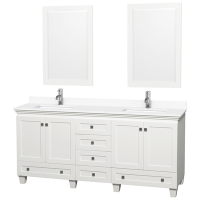 Wyndham Bathroom Vanities, Double Sink Vanities, 70-90, White, Modern, Vanity Set, 810023767558, WCV800072DWHWCUNSM24