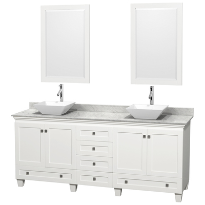 Wyndham Bathroom Vanities, Double Sink Vanities, 70-90, White, Modern, Vanity Set, 799559199227, WCV800080DWHCMD2WM24