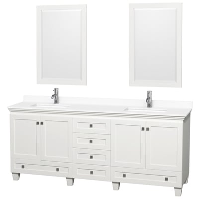 Wyndham Bathroom Vanities, Double Sink Vanities, 70-90, White, Modern, Vanity Set, 810023767572, WCV800080DWHWCUNSM24
