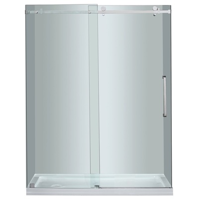Shower and Tub Doors-Shower En aston Moselle ANSI-Certified Tempered Glass; Chrome Reversible - Left or Right Con SDR976 852920006682 Shower Doors Whitesnow Shower Sliding Chrome Steel Shower Door 70-79 in Sliding 
