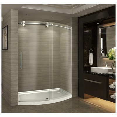 Shower and Tub Doors-Shower En aston ZenArch ANSI-Certified Tempered Glass; Chrome Right-Hand Opening SDR981 813698028467 Shower Doors Shower Sliding Chrome Steel Shower Door 60-69 in Sliding 