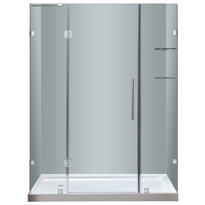 Shower and Tub Doors-Shower En aston Soleil ANSI-Certified Tempered Glass; Chrome Reversible - Left or Right Con SDR983 852920006231 Shower Doors Shower Chrome Steel Shower Door 60-69 in 