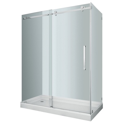 Shower and Tub Doors-Shower En aston Moselle ANSI Tempered Glass; Stainless Chrome Reversible - Left or Right Con SEN976 852920006705 Shower Enclosure Shower Sliding Chrome Steel 70-79 in Sliding 