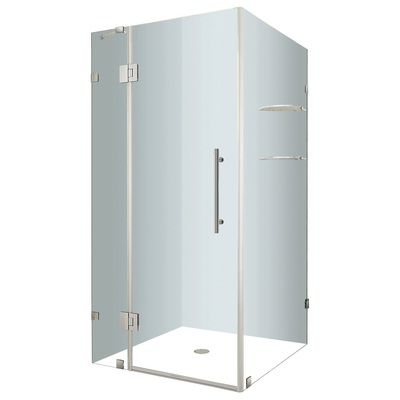 Shower and Tub Doors-Shower En aston Avalux GS ANSI Tempered Glass; Stainless Oil Rubbed Bronze Reversible - Left or Right Con SEN992 813698022724 Shower Door Hinged Shower Bronze Brushed Chrome Steel 40-49 in Hinged Pivot 