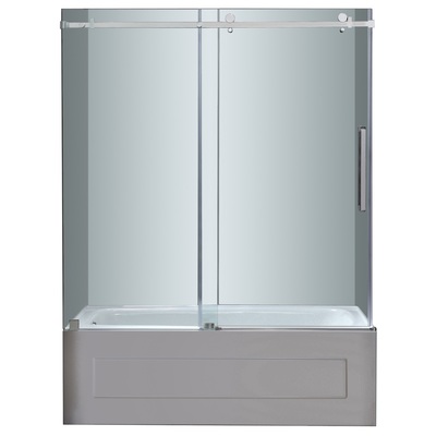 Shower and Tub Doors-Shower En aston Moselle ANSI-certified tempered glass; Stainless Steel Reversible - Left or Right Con TDR976 852920006743 Tub Doors Shower Sliding Chrome Steel Shower Door 60-69 in Sliding 