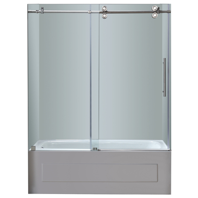 Shower and Tub Doors-Shower En aston Langham ANSI-certified tempered glass; Stainless Steel Reversible - Left or Right Con TDR978 852920006101 Tub Doors Shower Sliding Chrome Steel Shower Door 60-69 in Sliding 