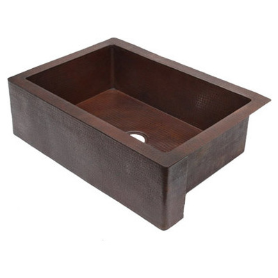 Single Bowl Sinks sierra copper Tempered SC-HPT-60 Drop-In Farmhouse Apron Single Copper Hammered Tempered 