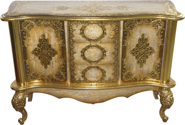 white modern accent cabinet AFD Furniture/Chests And Cabinets Antiqued Gold,Multicolored