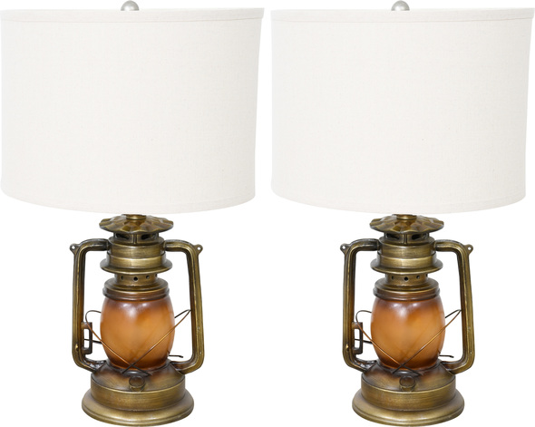 black lamp with white shade AFD LAMPS Brown, Beige