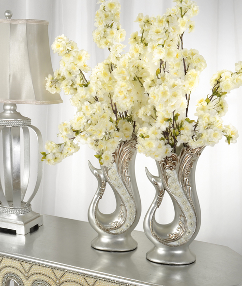 ceramic vase decor AFD Accessories/Vases Urns And Bowls Silver Multi, White