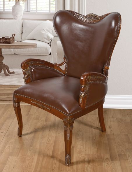 leather sitting chair AFD Seating Vintage Estate Mahogany, Brown Leather