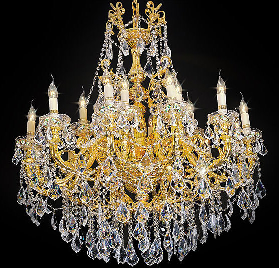 traditional glass chandelier AFD Chandeliers Gold Plate, Crystal